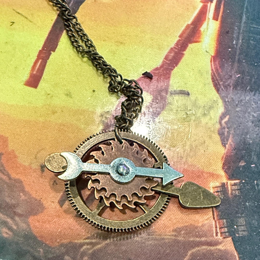 Steampunk Multi-Tone Gear Pendant Necklace - Bronze and Silver